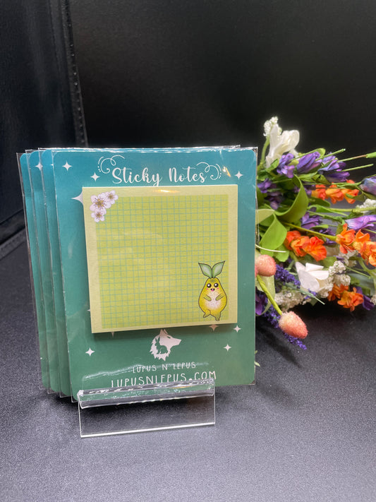 post it note - Pear bunny, easter, Pear, fruit, bunny, rabbit, pet, merch, sticky note, stickynote, postit note, custom post it notes, post it brand, designed by me