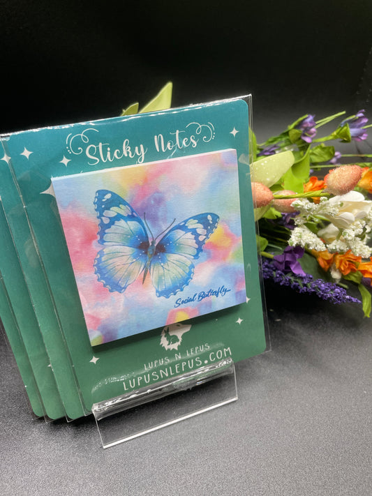 post it note - social butterfly, butterfly, pretty, rainbow, marbel, sticky note, stickynote, postit note, custom post it notes, post it brand, designed by me