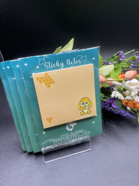 post it note - honey bunny, easter, honey, bee, bunny, rabbit, pet, merch, sticky note, stickynote, postit note, custom post it notes, post it brand, designed by me