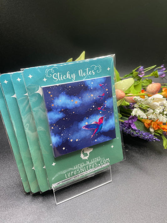 post it note - humming bird, humming birds, bird, pretty birds, small bird, gift for mom, use with white pen, sticky note, stickynote, postit note, custom post it notes, post it brand, designed by me