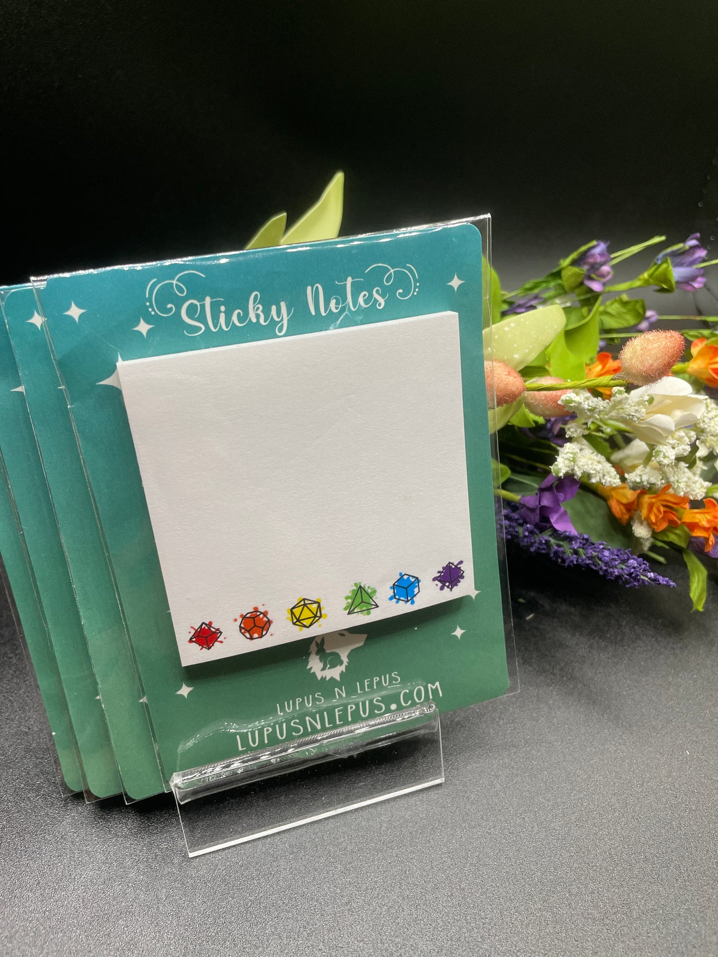 post it note - *bundle 2 table top theme* Dice, D&D, table top, polyhedral dice roll playing, game, gamer, dungeons and dragons, d6, d20, d4, d10, d100, d2, sticky note, stickynote, postit note, custom post it notes, post it brand, designed by me