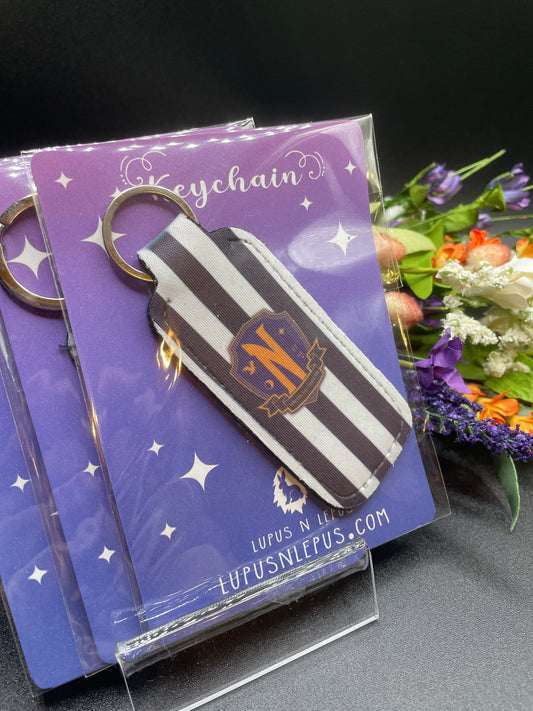 wednesday, keyring, chapstick holder, chapstick,