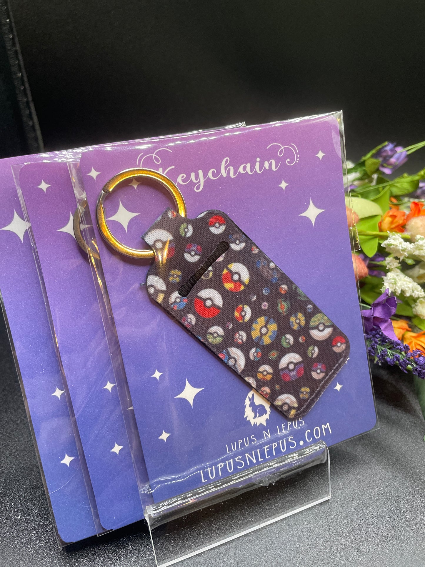 pokeball keyring, pokeball, pokemon gift, chapstickholder, chapstick, lipgloss, keychain, keyring