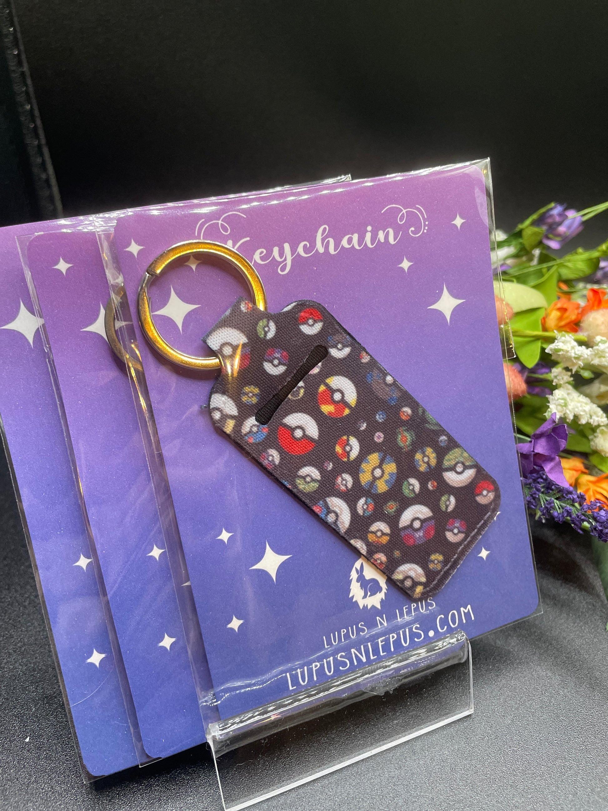 pokeball keyring, pokeball, pokemon gift, chapstickholder, chapstick, lipgloss, keychain, keyring