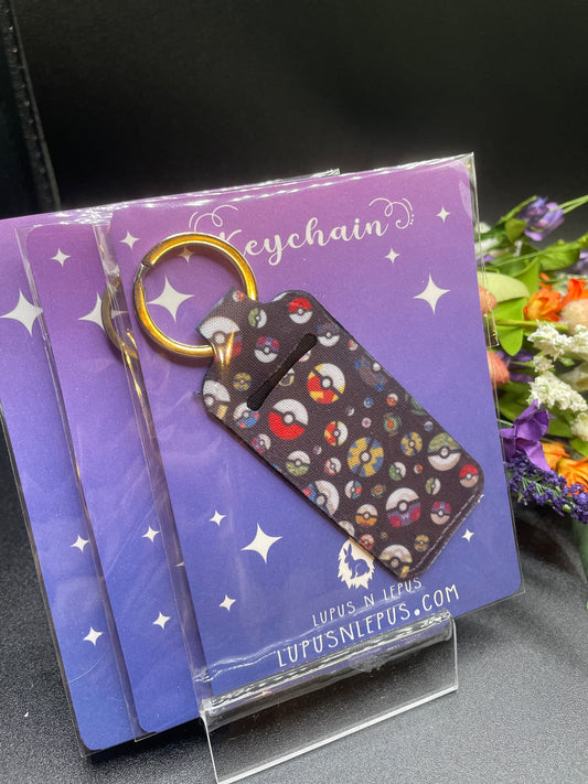 pokeball keyring, pokeball, pokemon gift, chapstickholder, chapstick, lipgloss, keychain, keyring