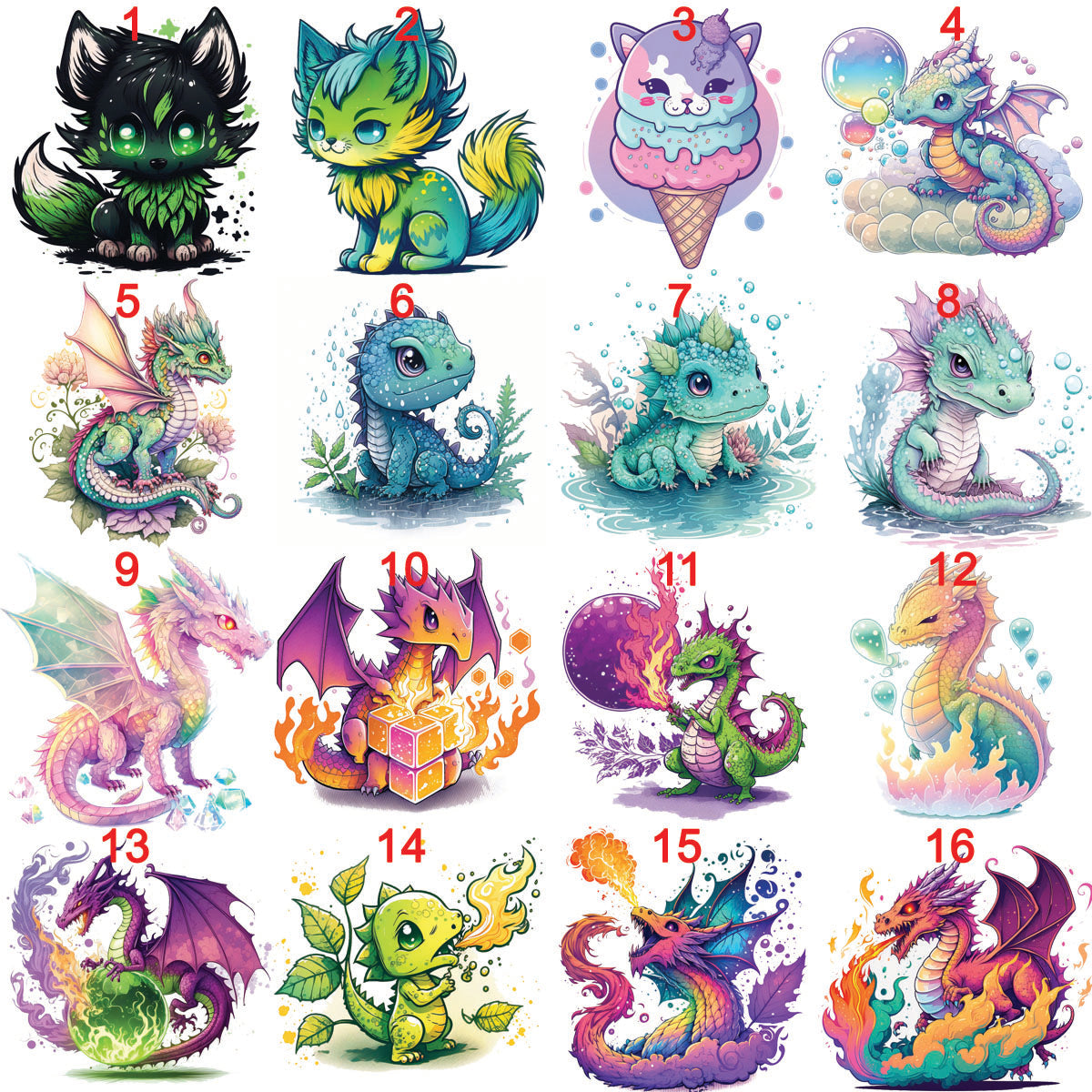 Acrylic Keychains 3 - My Art in the form of keychains, dragons, colorful, bunnies, faries, fairy, faery, magic, mythical, bear, giraffe, wearwolf, lizard, dinosaur,