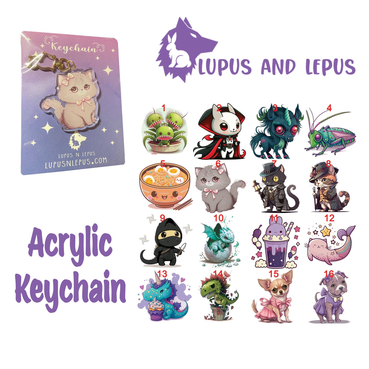 Acrylic Keychains 1 - My Art in the form of keychains, dragons, colorful, bunnies, faries, fairy, faery, magic, mythical, bear, giraffe, wearwolf, lizard, dinosaur,
