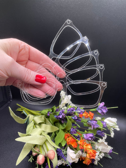 10 or 5 blank glasses topper - Wanda, Larkin, Twain, Kirby, Casper, Ella, Reese, Finely, pair eyeglasses, magnetic topper, pair glasses, blanks, acrylic blank