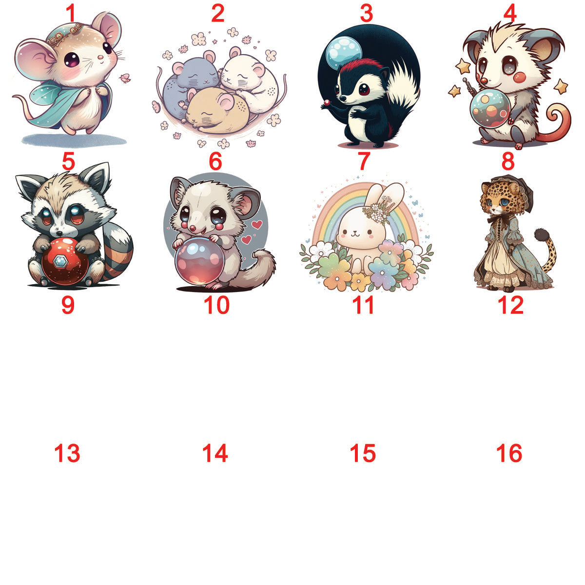 STICKERS 11- My Art Stickers, dragons, colorful, bunnies, faries, fairy, faery, magic, mythical, bear, giraffe, wearwolf, lizard, dinosaur,