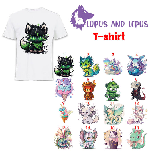 WHITE polyester sublimation tshirt (B)- adult , adult sizes, my art, my designs, dragon, dragons, bunny, cat, kitty, books, nerd, neardy, geek, gamer, game, sublimated by me