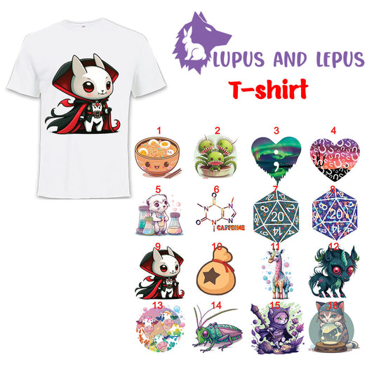 WHITE polyester sublimation tshirt (G)- adult , adult sizes, my art, my designs, dragon, dragons, bunny, cat, kitty, books, nerd, neardy, geek, gamer, game, sublimated by me