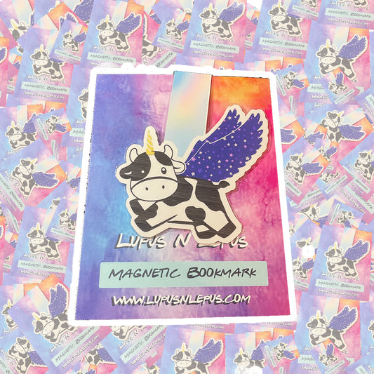 MAGNETIC BOOKMARK - one Alacow magnetic bookmark, alacow, cow, unicorn, pegasus, laptop, water bottle, cute, cute bookmark