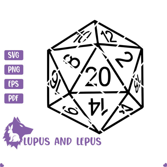 Digital File - d20 svg, dungeons and dragons, dice, dnd svg, dice svg, roll playing svg, Digital Download (eps, svg, pdf, png, jpeg)