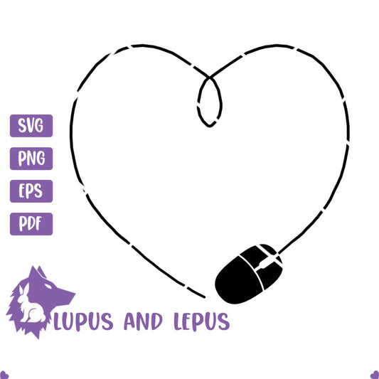 Digital Download - Heart Computer Mouse, gamer, computer mouse, mouse svg, nerdy svg, nerd svg, geek svg, gamer girl svg, gamer svg, cricut