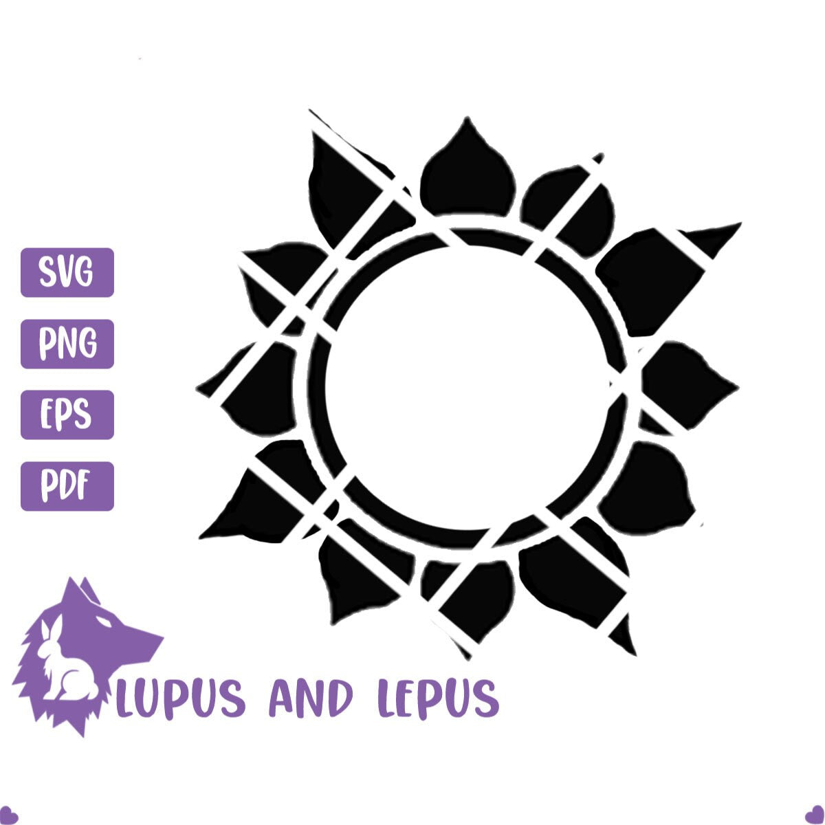 Digital File - sunflower, sunflower svg, monogram svg, monogram circle, baby shower svg, sunflower ClipArt (eps, svg, pdf, png, jpeg)