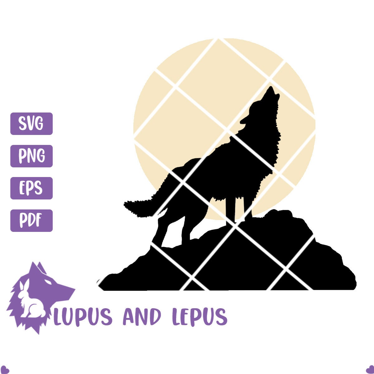 Digital File - wolf howling at the moon svg, wolf svg, howl svg, moon svg, halloween svg, wolf howling at moon (eps, svg, pdf, png, jpeg)