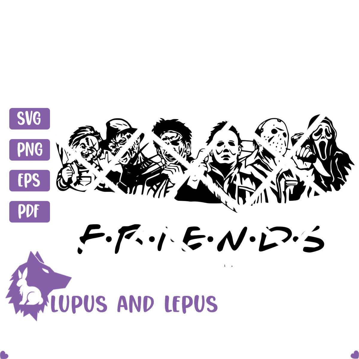 Digital File - horror friends svg, friends svg, chucky svg, freedy svg, jason svg, scream svg, leather face svg, michael svg, slasher svg,