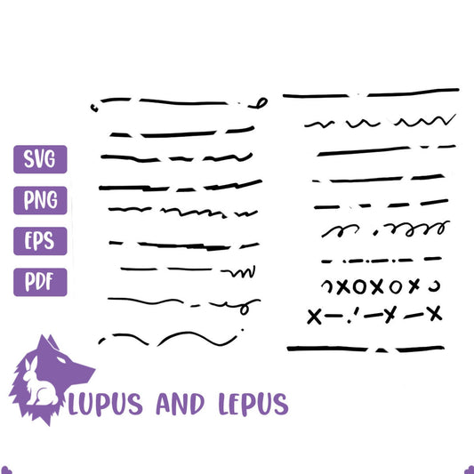 Digital File - hand drawn lines, lines svg, Doodle Lines svg, Scribble svg, draw through svg, decorative lines, wavy line, Borders svg