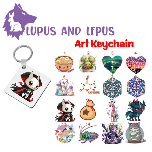 Wooden Sublimation Keychains 7 - My Art in the form of keychains, dragons, colorful, bunnies, faries, fairy, faery, magic, mythical, bear, giraffe, wearwolf, lizard, dinosaur,