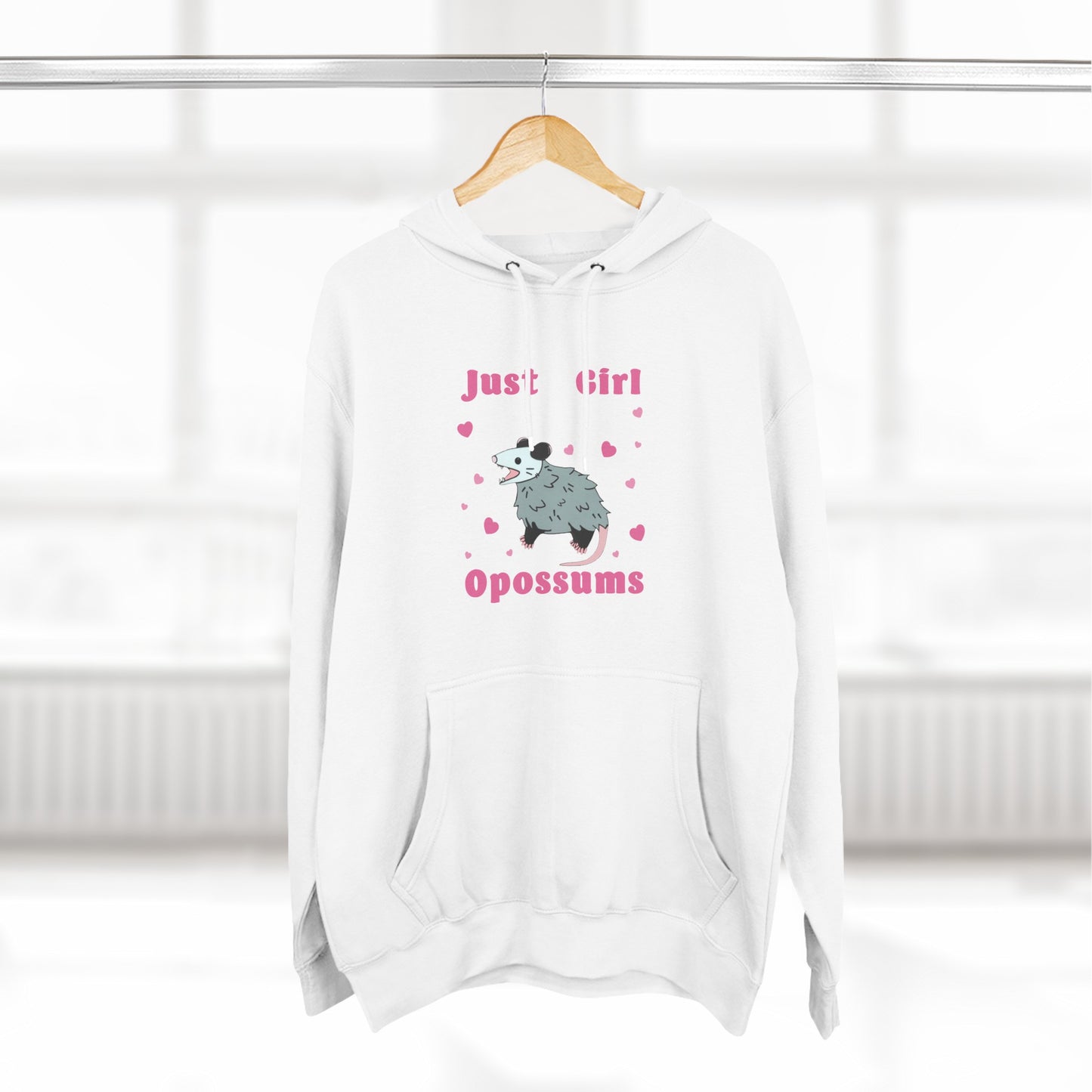 Just a girl who loves opossums, hoodie, Three-Panel Fleece Hoodie, opossum, possum, oppi, possum hoodie, opossum hoodie, possum love