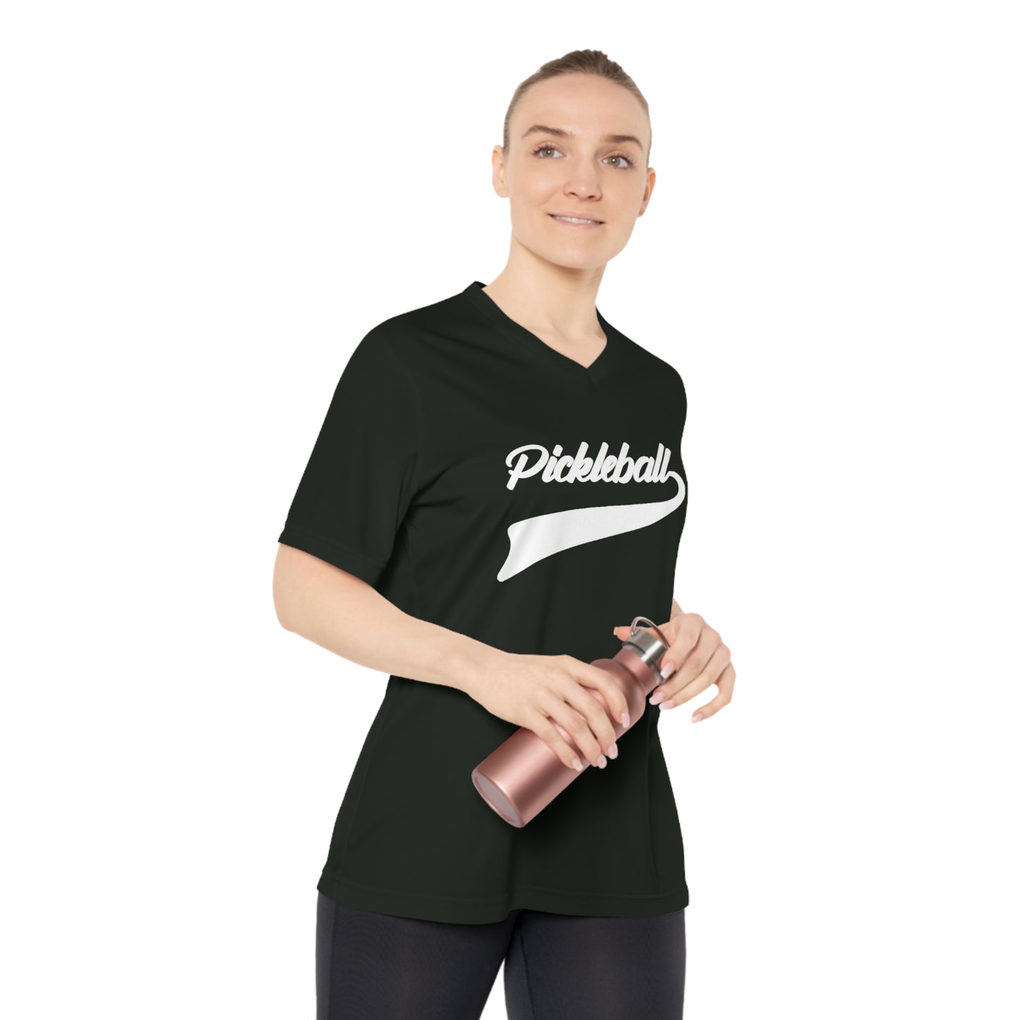 white pickleball sport - Women's Performance V-Neck T-Shirt, PICKLEBALL SPORT, pickleball, pickle ball, workout top, workout shirt, pickleball shirt, I love pickleball,