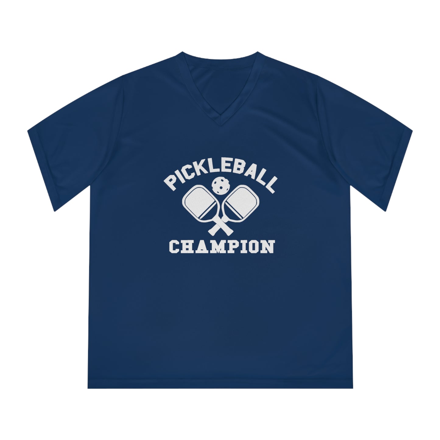 white pickleball champion - Women's Performance V-Neck T-Shirt, PICKLEBALL CHAMPION, pickleball, pickle ball, workout top, workout shirt, pickleball shirt, I love pickleball,