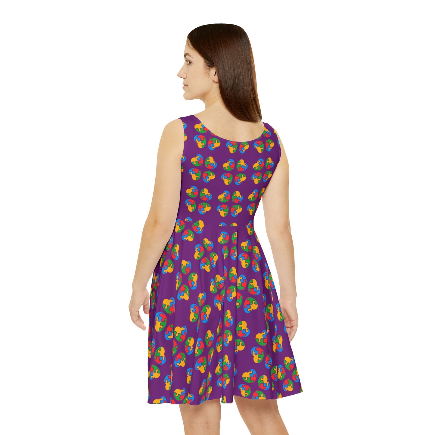 neurodivergent dress, Women's Skater Dress (AOP), neuro spicy, neuro spicy, neuro, neurodivergent, neurodivergent skirt, neuro spicy, spectrum, on the spectrum, autism, autistic, dyslexic, aspergers