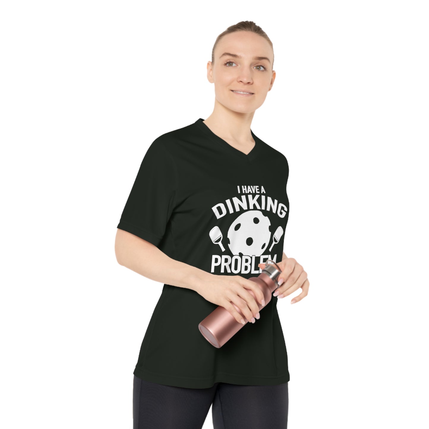 white pickleball dinking problem - Women's Performance V-Neck T-Shirt, DINKING PROBLEM, pickleball, pickle ball, workout top, workout shirt, pickleball shirt, heart, pickleball heart, I love pickleball,