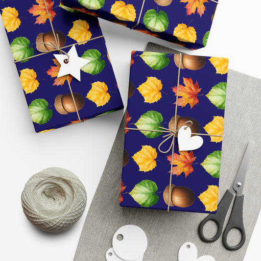 fall gift wrap, fall wrapping paper, wrapping paper, gift wrap, acorn, leaves, fall leaves, fall, cute fall wrapping paper