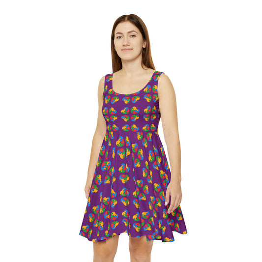 neurodivergent dress, Women's Skater Dress (AOP), neuro spicy, neuro spicy, neuro, neurodivergent, neurodivergent skirt, neuro spicy, spectrum, on the spectrum, autism, autistic, dyslexic, aspergers