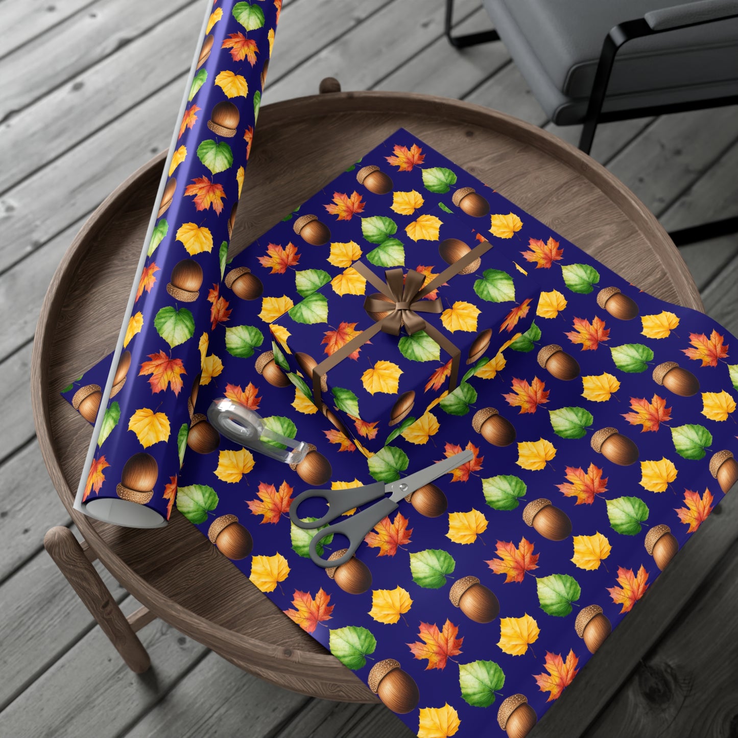 fall gift wrap, fall wrapping paper, wrapping paper, gift wrap, acorn, leaves, fall leaves, fall, cute fall wrapping paper