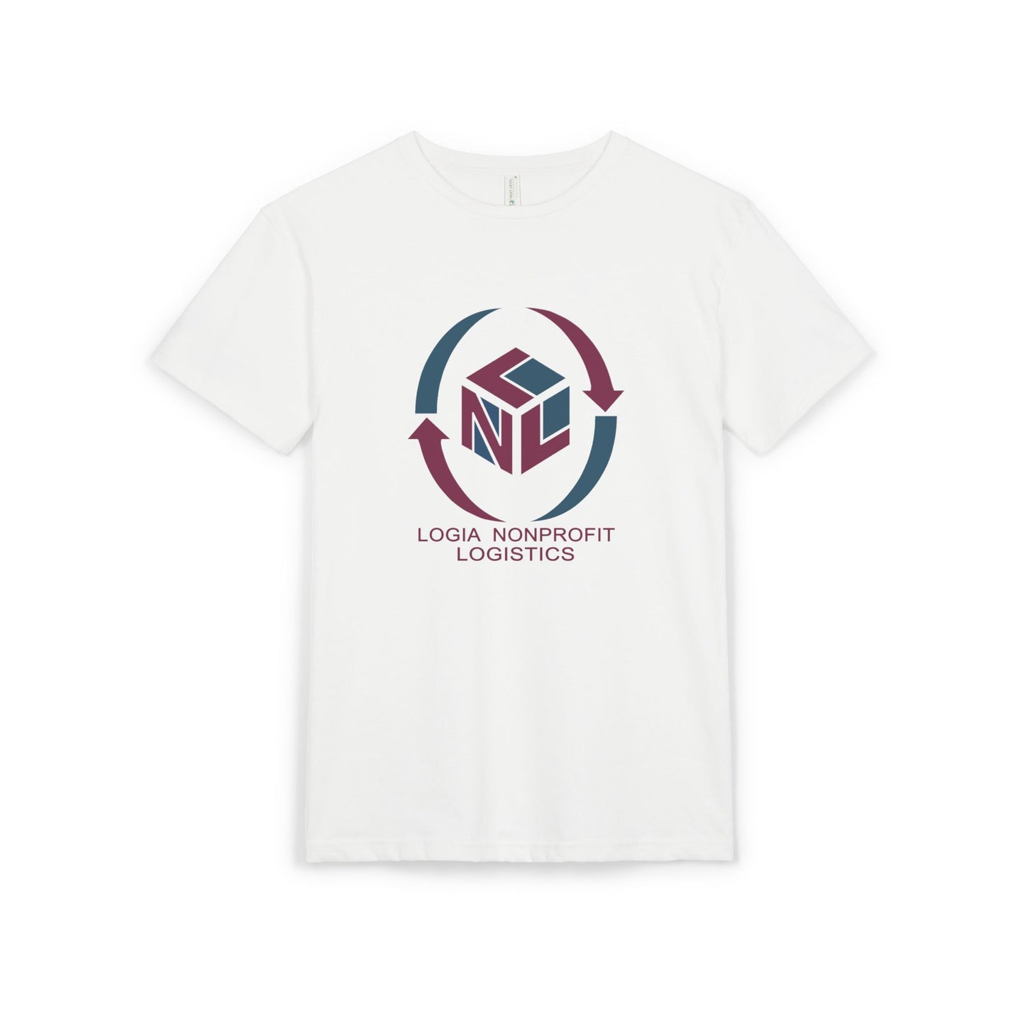 Logia Nonprofit Logistics, logia logistics, non prophet, Unisex Sueded T-Shirt, qr on back