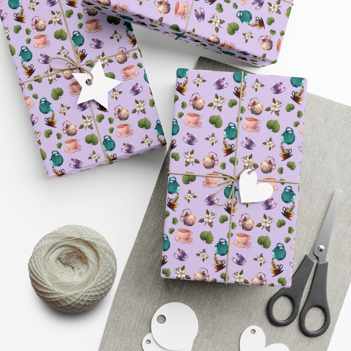 tea time wrapping paper, wrapping paper, gift wrap, tea, tea leaves, tea pot, tea cup, fancy, wedding shower, grandma, mothers day, mother, high tea