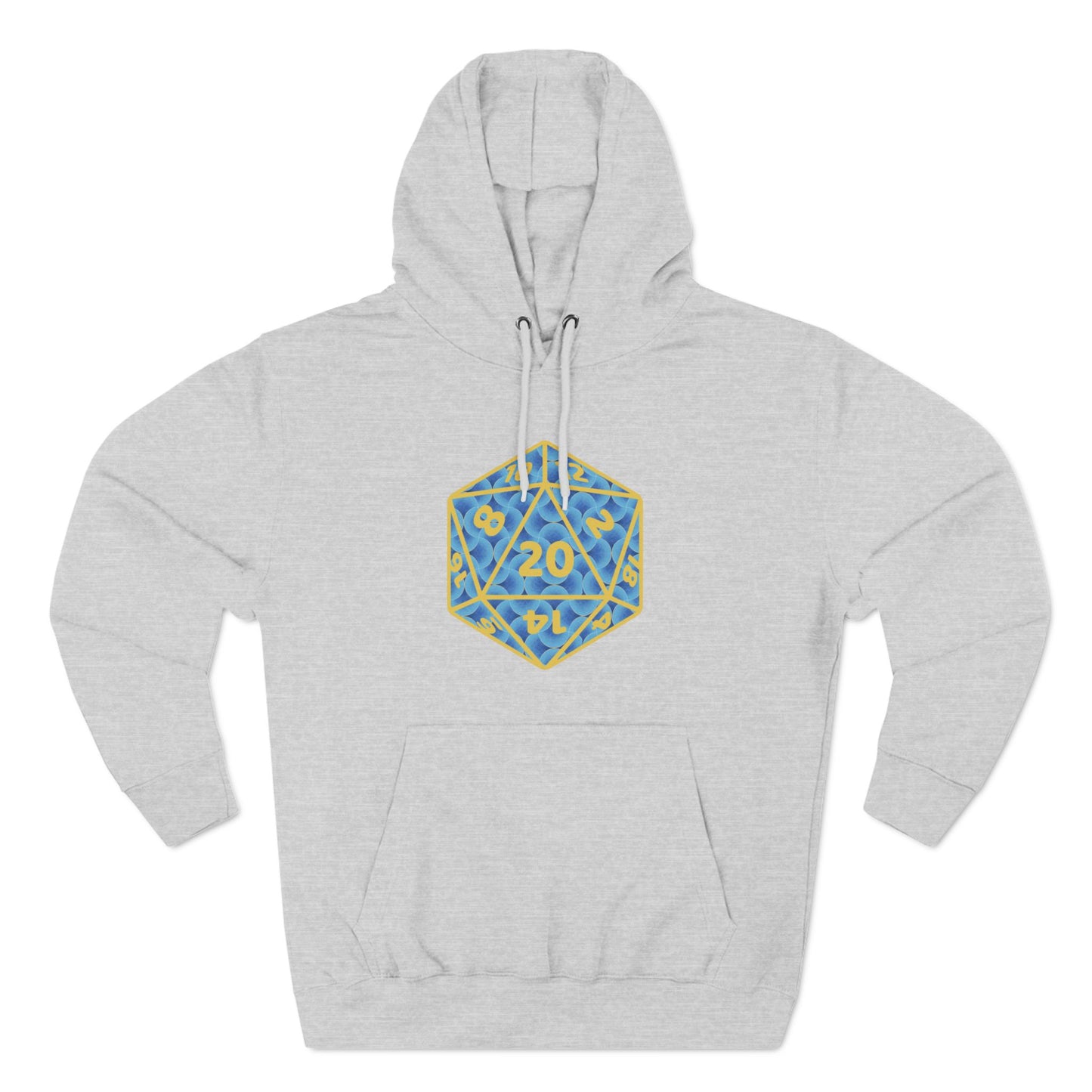 Hyatt carpet D20 yellow, hoodie, Three-Panel Fleece Hoodie, hyatt carpet cult, hyatt carpet, carpet cult, marriott carpet, carpet cults, dragon con, parody, inside joke, dragon con, dragoncon, dcon,