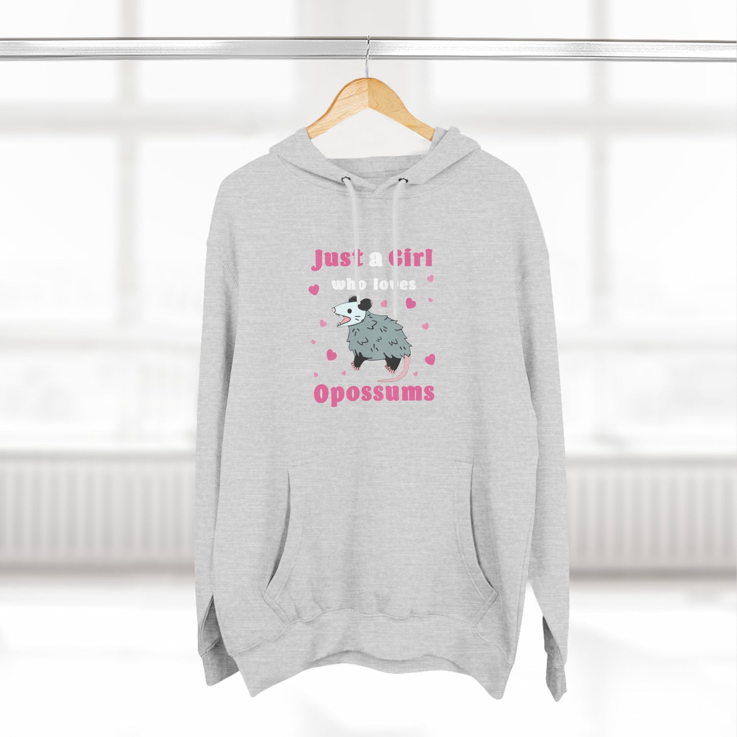 Just a girl who loves opossums, hoodie, Three-Panel Fleece Hoodie, opossum, possum, oppi, possum hoodie, opossum hoodie, possum love