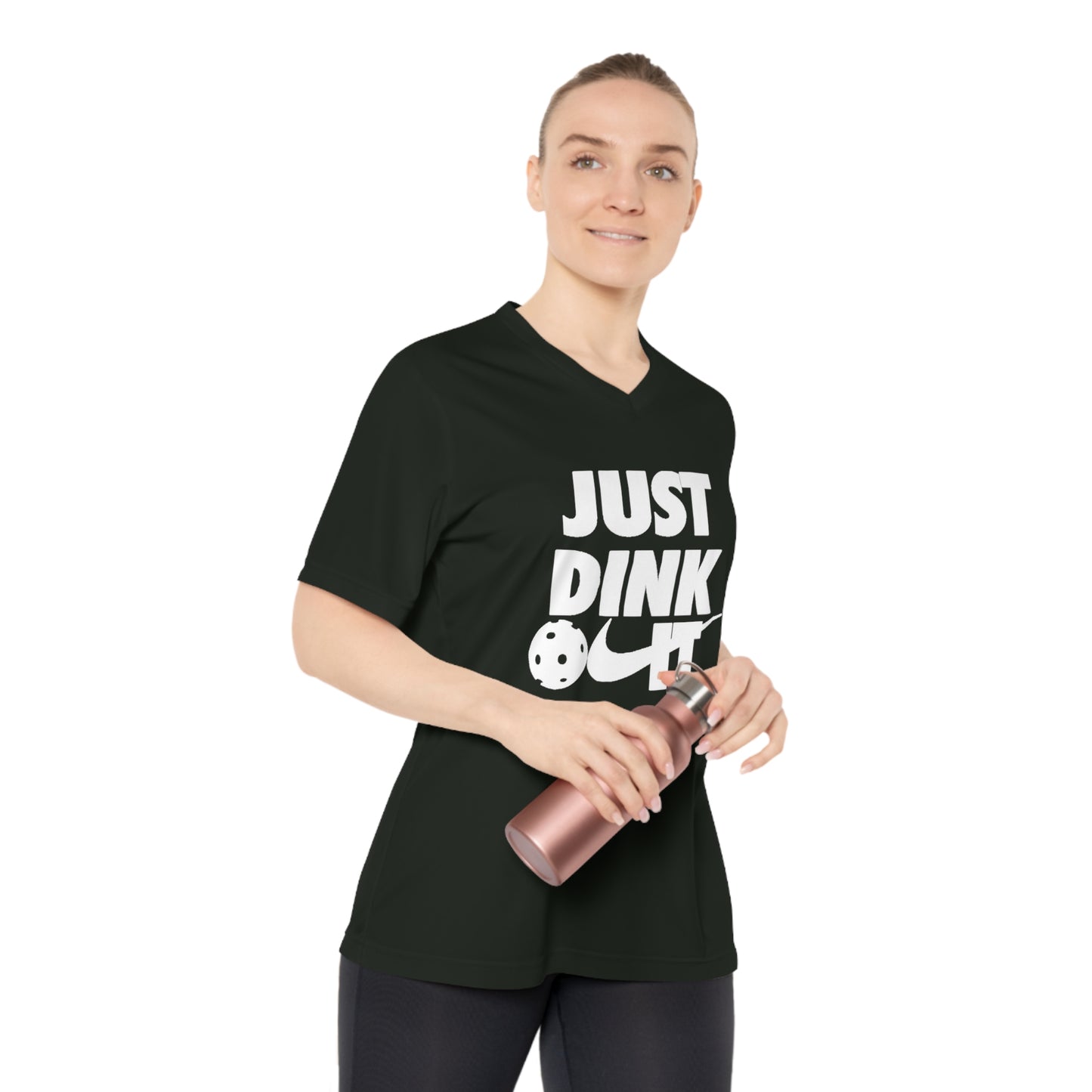 pickleball just dink it II - Women's Performance V-Neck T-Shirt, JUST DINK IT II, pun, punny, pickleball, pickle ball, workout top, workout shirt, pickleball shirt, I love pickleball,