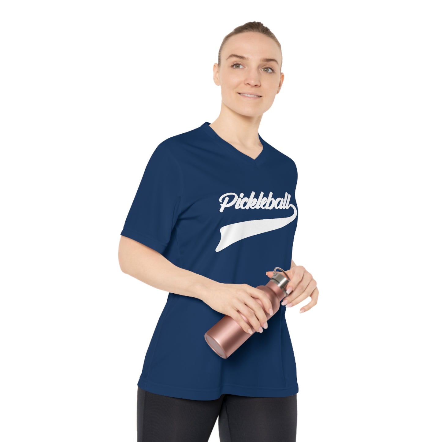 white pickleball sport - Women's Performance V-Neck T-Shirt, PICKLEBALL SPORT, pickleball, pickle ball, workout top, workout shirt, pickleball shirt, I love pickleball,