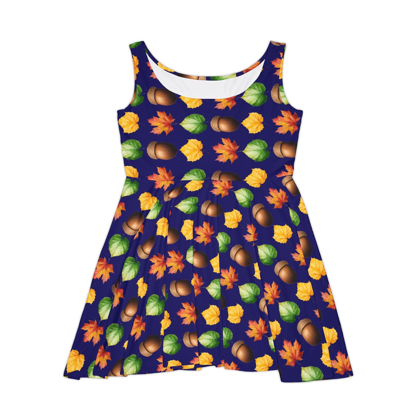 fall dress, Women's Skater Dress, fall dress, acorn, leaf, leaves, fall leaves, cute fall dress, original design