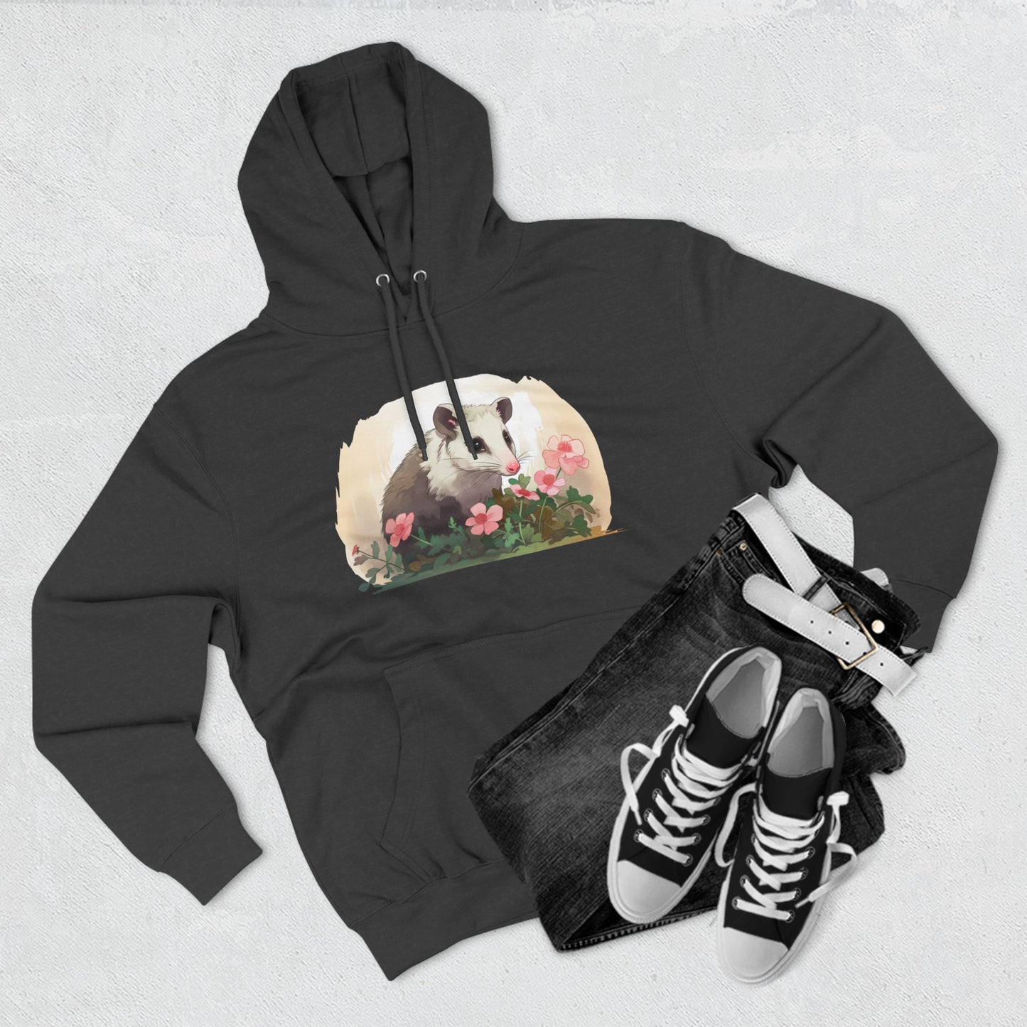 sweet possum, hoodie, Three-Panel Fleece Hoodie, opossum, possum, oppi, possum hoodie, opossum hoodie, possum love