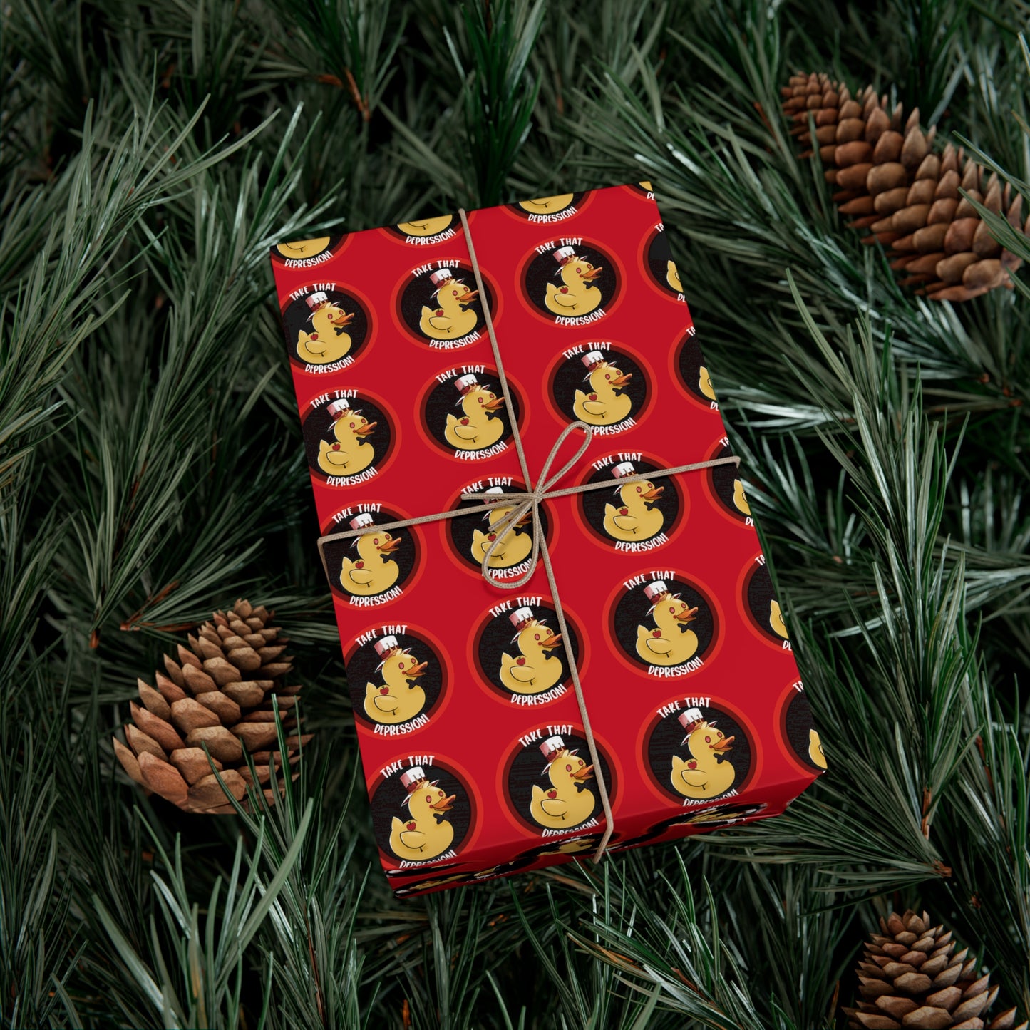 take that depression gift wrap, take that depression, take that depression wrapping paper, wrapping paper, gift wrap, rubber duck, rubber duckey, duck, parody, inside joke