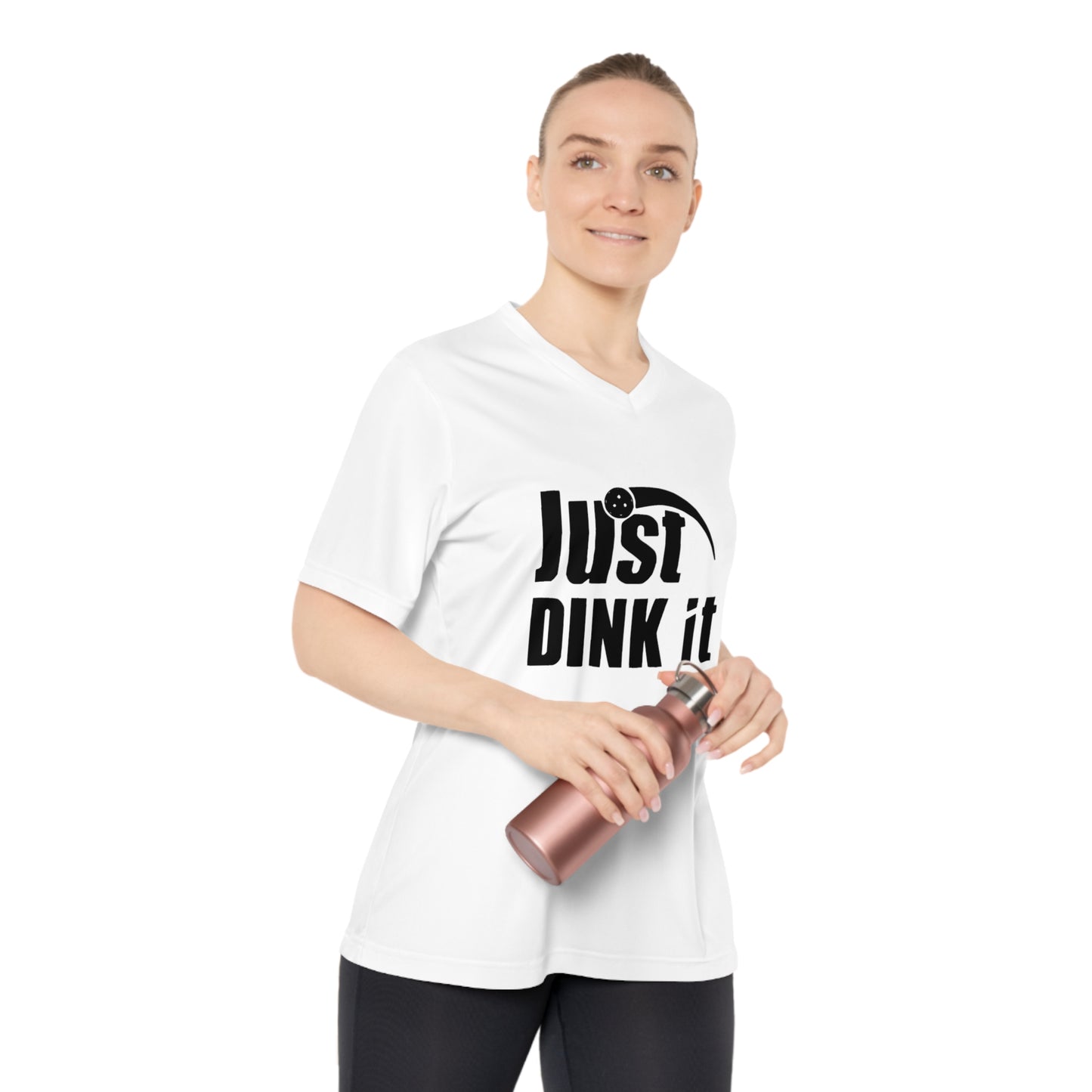 pickleball just dink it - Women's Performance V-Neck T-Shirt, JUST DINK IT, pun, punny, pickleball, pickle ball, workout top, workout shirt, pickleball shirt, I love pickleball,