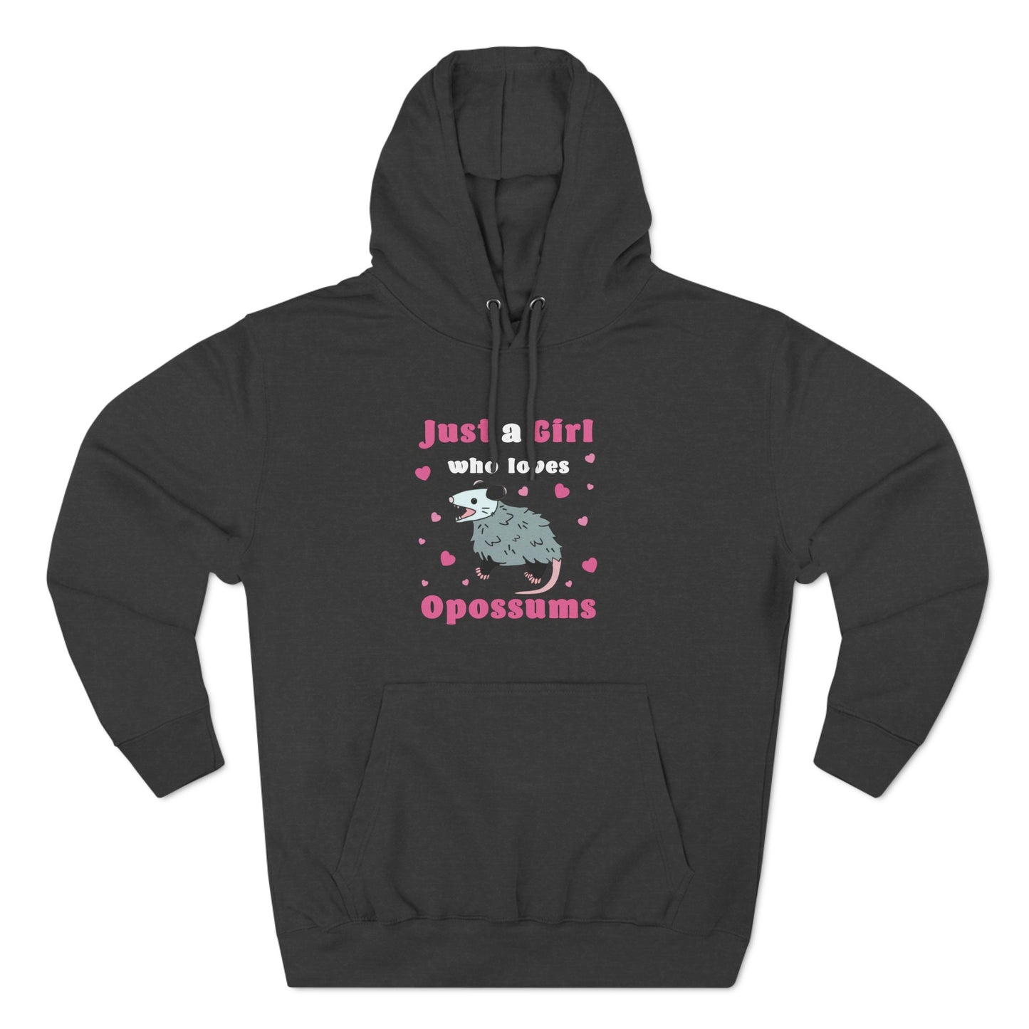 Just a girl who loves opossums, hoodie, Three-Panel Fleece Hoodie, opossum, possum, oppi, possum hoodie, opossum hoodie, possum love