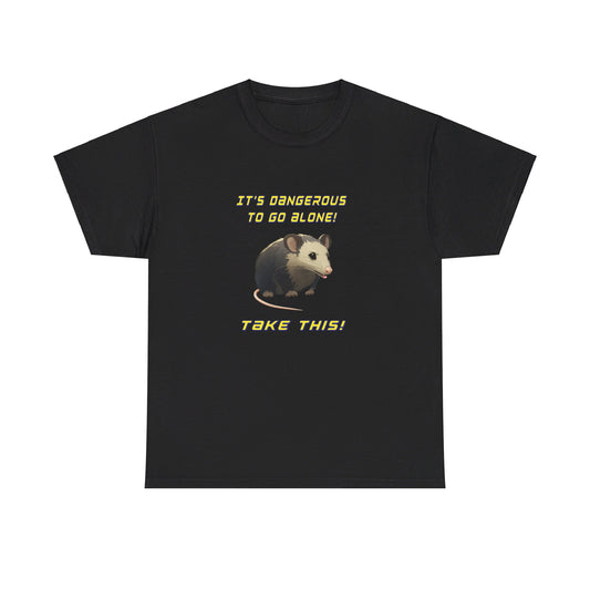 It's dangerous to go alone take this, Unisex Heavy Cotton Tee, possum shirt, gamer, pretty possum, opossum shirt, opossum tshirt, possum tshirt, oppi