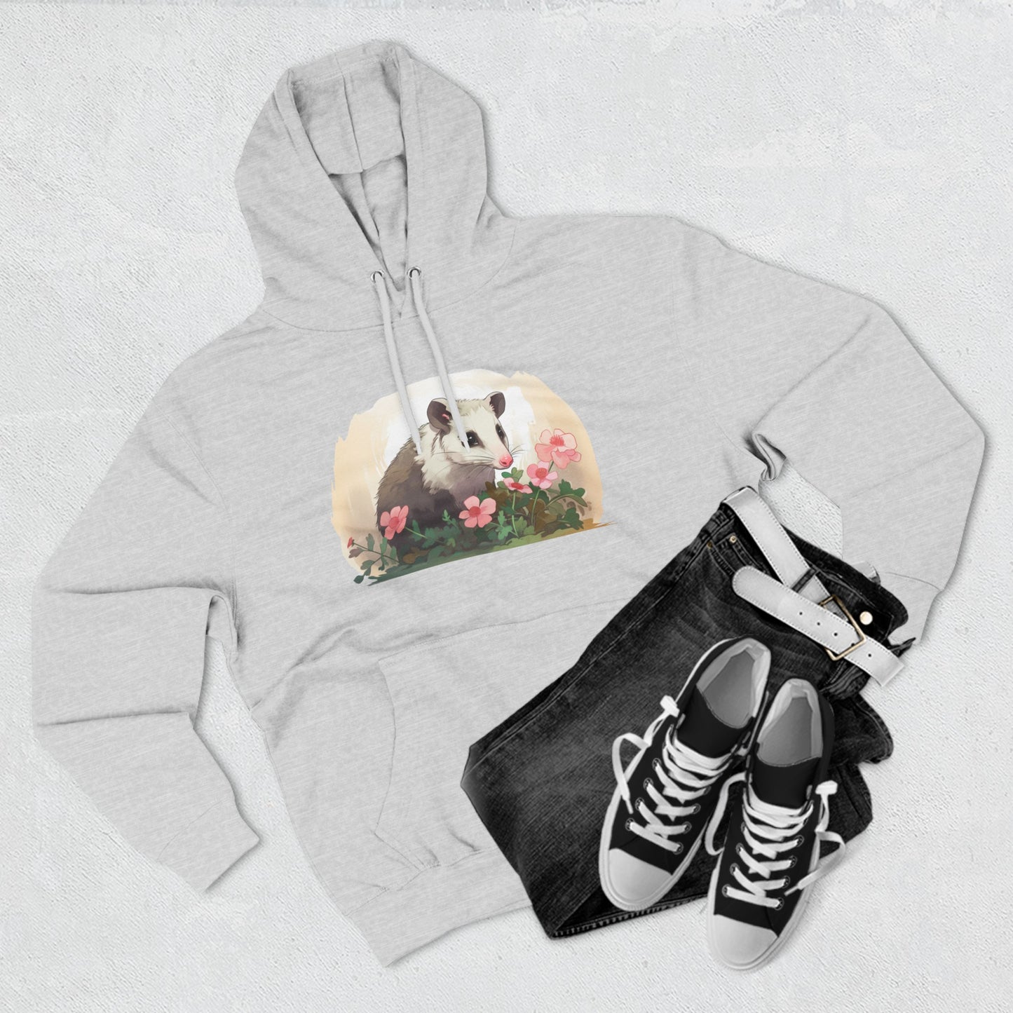 sweet possum, hoodie, Three-Panel Fleece Hoodie, opossum, possum, oppi, possum hoodie, opossum hoodie, possum love