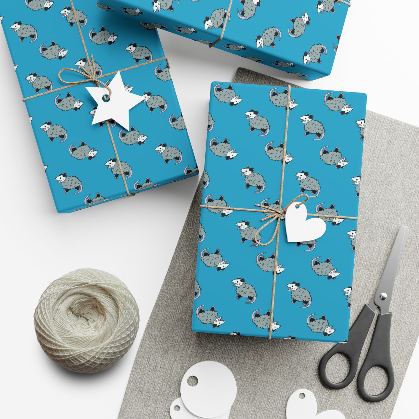 (Blue) possum wrapping paper, opossum wrapping paper, wrapping paper, gift wrap, possum gift wrap, opossum gift wrap, oppi, possi, cute possum