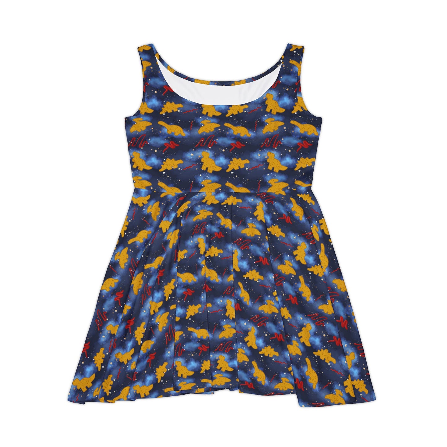 dino chicken nuggets dress, Women's Skater Dress, dino chicken nugs, dino, dinosaur, dino nugs, dino chicken nugs, dino nuggets