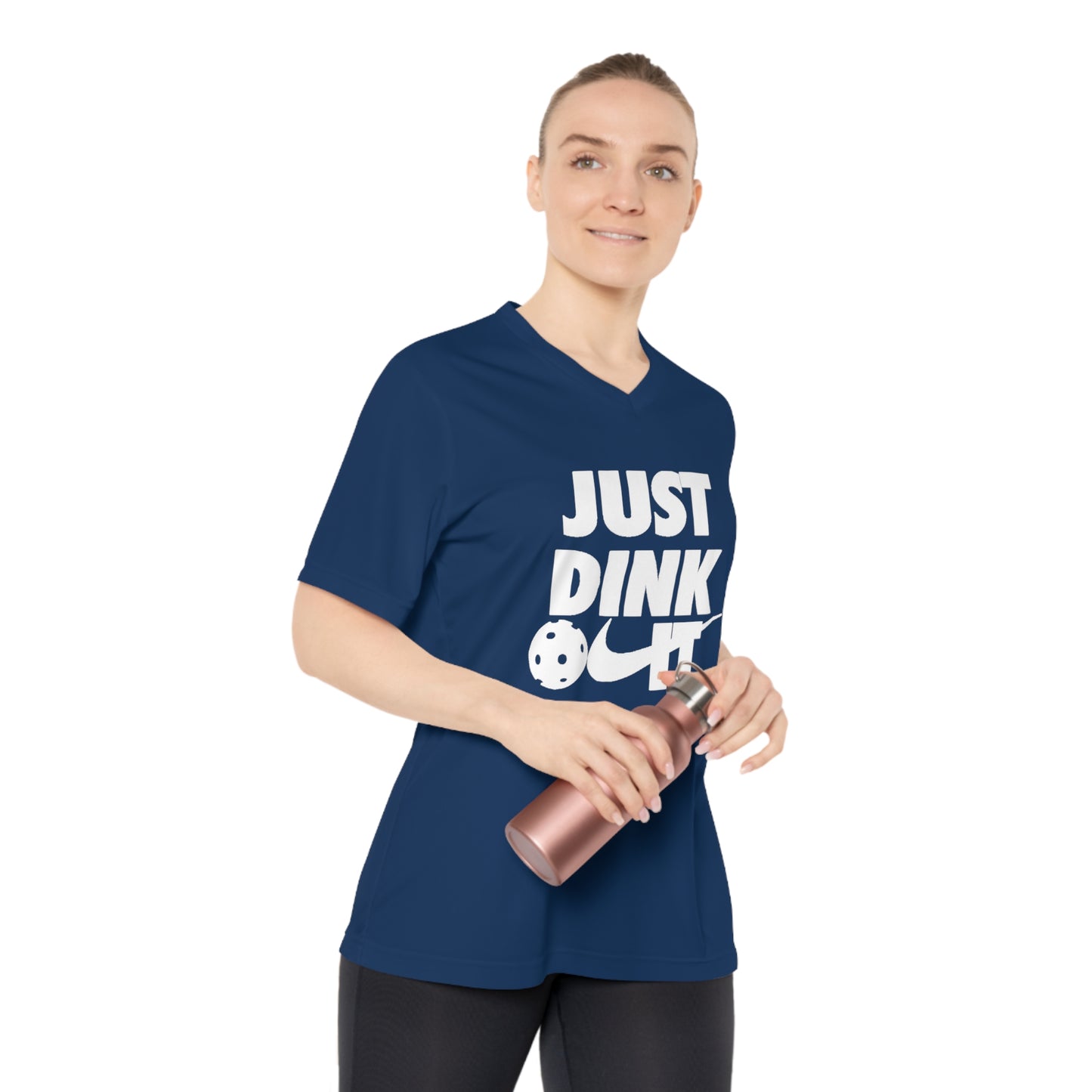 pickleball just dink it II - Women's Performance V-Neck T-Shirt, JUST DINK IT II, pun, punny, pickleball, pickle ball, workout top, workout shirt, pickleball shirt, I love pickleball,