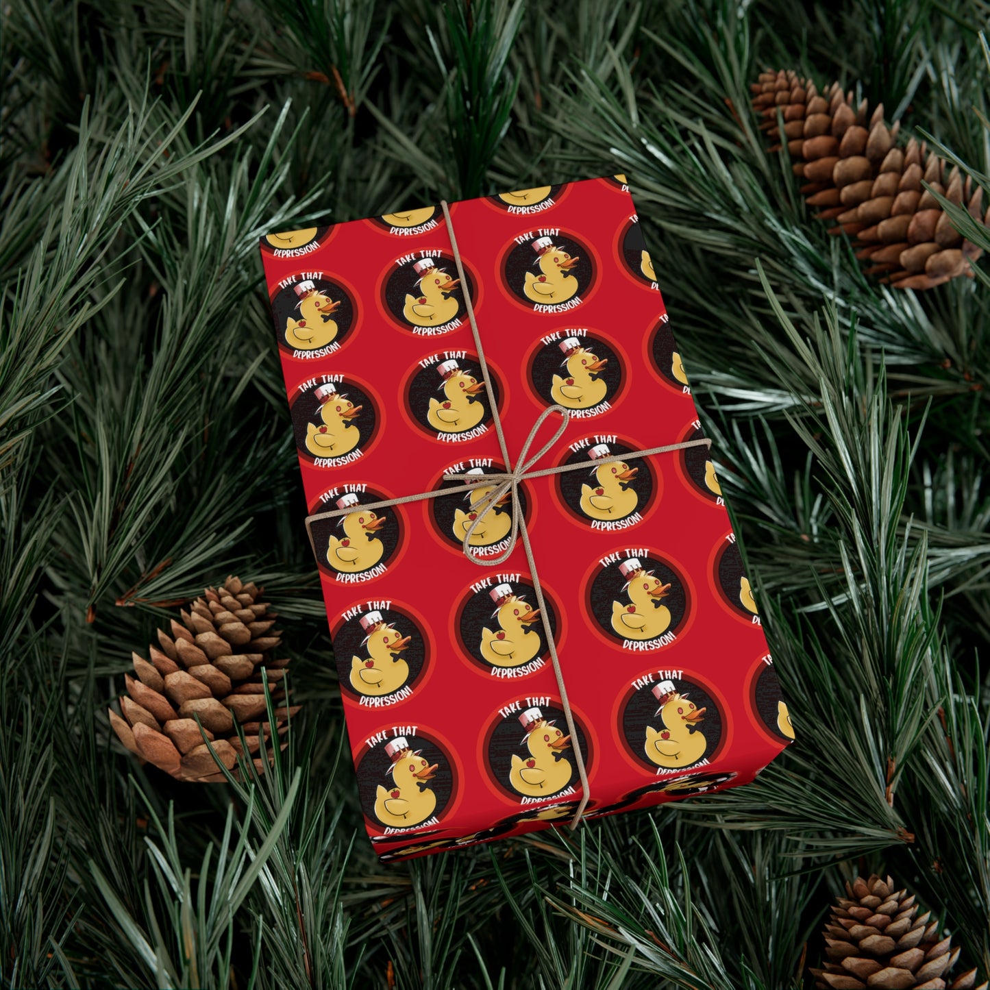 take that depression gift wrap, take that depression, take that depression wrapping paper, wrapping paper, gift wrap, rubber duck, rubber duckey, duck, parody, inside joke