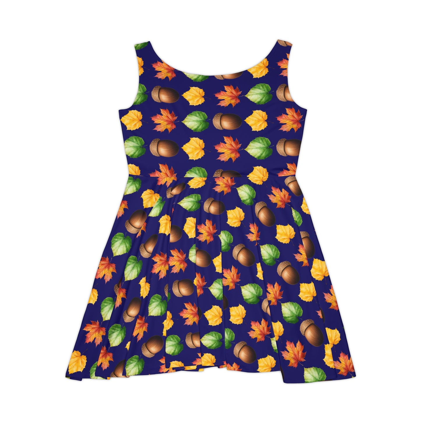 fall dress, Women's Skater Dress, fall dress, acorn, leaf, leaves, fall leaves, cute fall dress, original design
