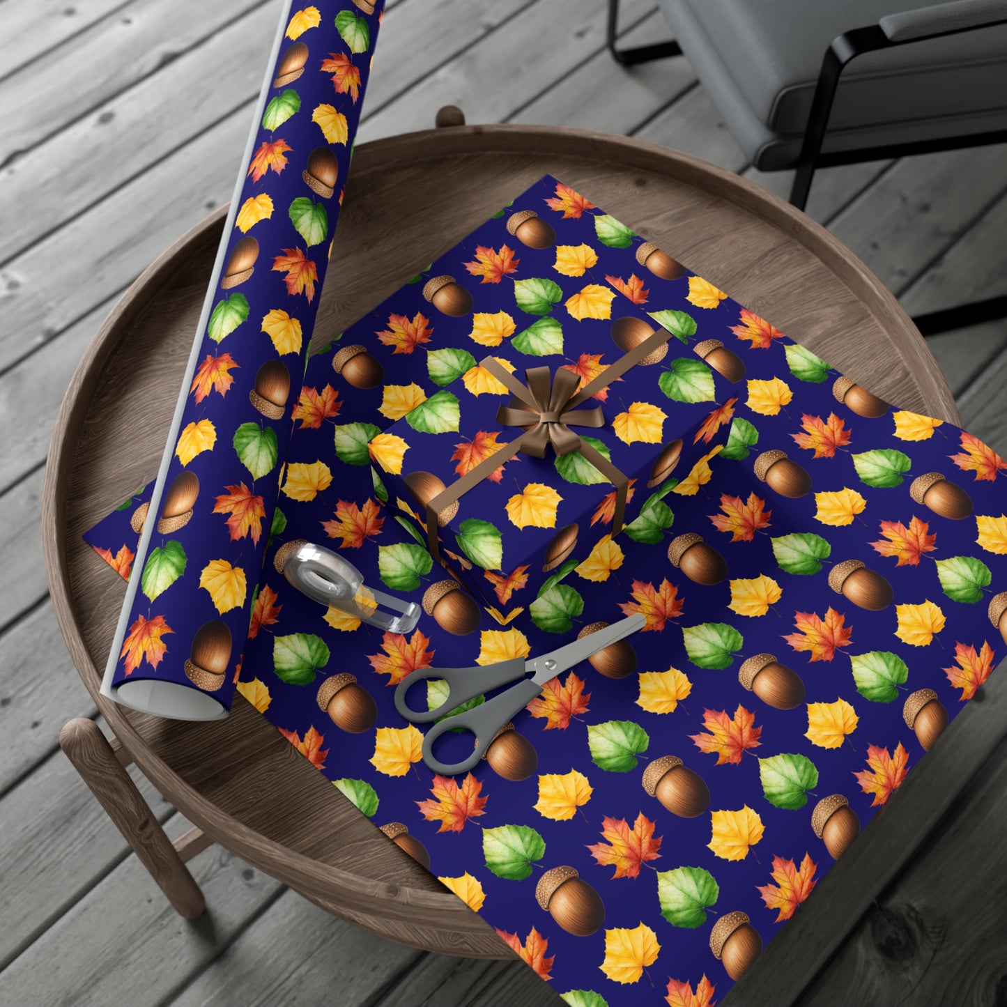 fall gift wrap, fall wrapping paper, wrapping paper, gift wrap, acorn, leaves, fall leaves, fall, cute fall wrapping paper